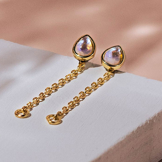 Opal Teardrop Studs + 25mm Chain Connectors